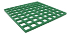One Half Inch Deep by One and One Half Inch Green Square Mesh Molded FRP Grating